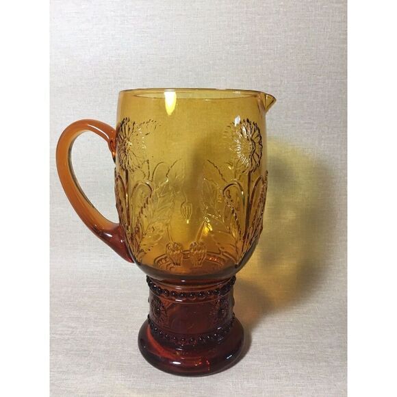 Vintage Indiana Tiara Amber  Glass Large Water‎ Pitcher. - Picture 1 of 12